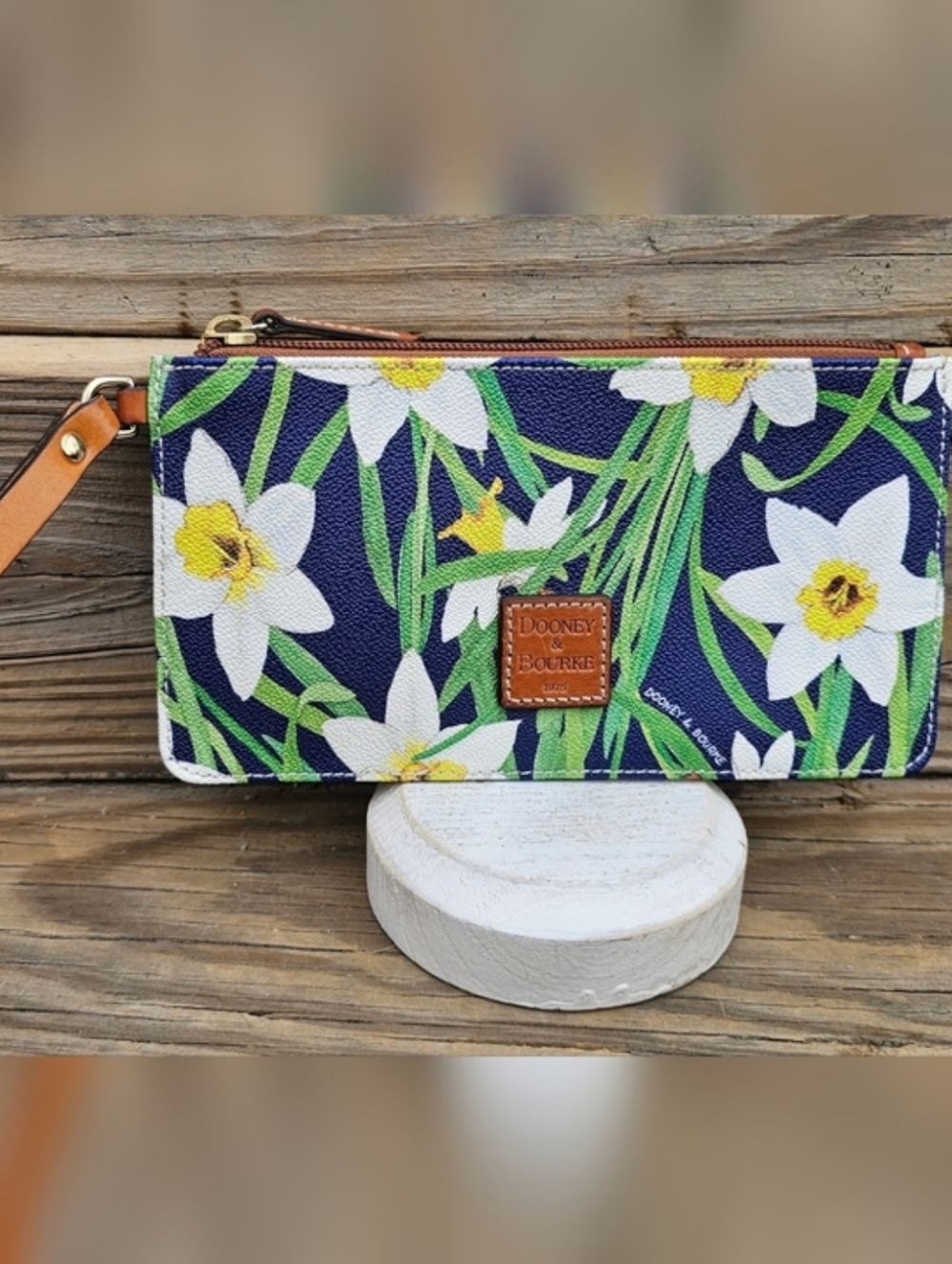 Dooney & Bourke Navy Floral Daffodil Wristlet